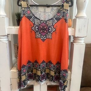 Orange Patterned Women's Top